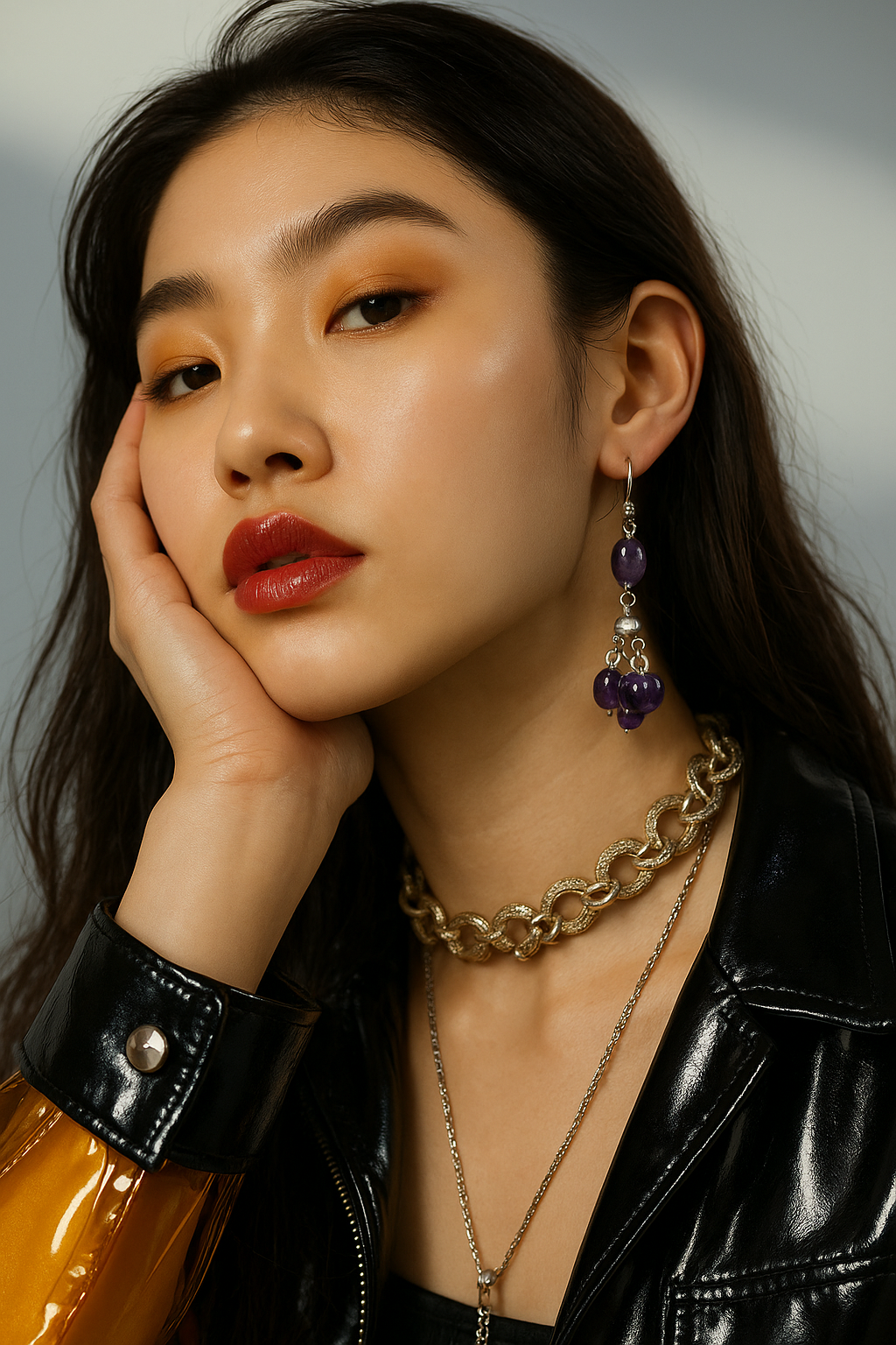 "PURPLE GEMSTONE EARINGS"
