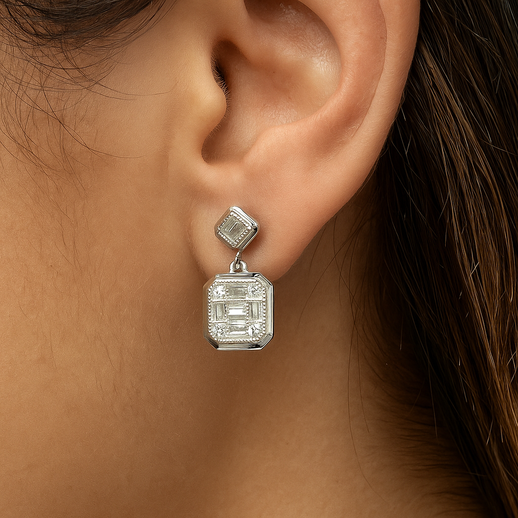 “BAGUETTE BRILLIANCE EARRINGS”